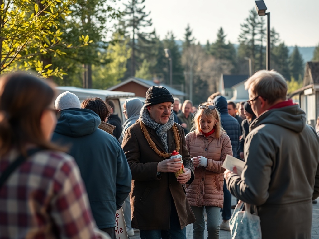 Krajobraz Mrągowa z widokiem na jezioro i zielone tereny