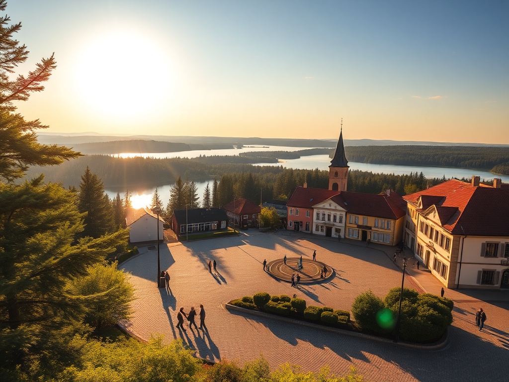 Malowniczy widok na jezioro Czos w Mrągowie podczas słonecznego dnia, idealny na majówkę.